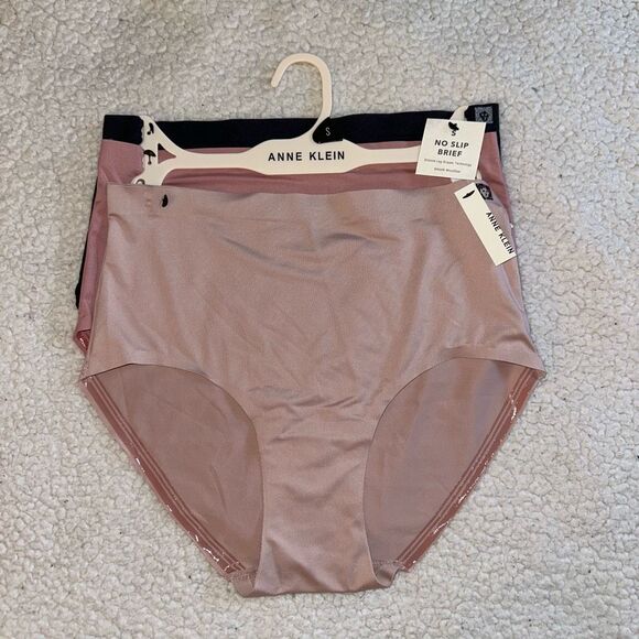 Anne Klein Small No Slip Brief Panties Pack of 3 Pairs Pink Black NWT Womens - Picture 1 of 5
